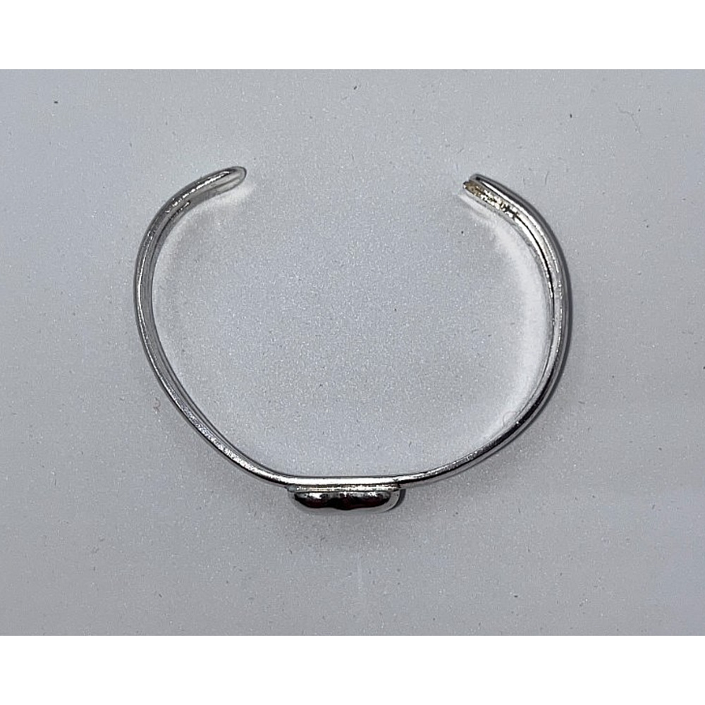 Vintage STERLING SILVER 925 Puffy Heart Love Gift Double Banded Cuff Bracelet - Picture 5 of 14